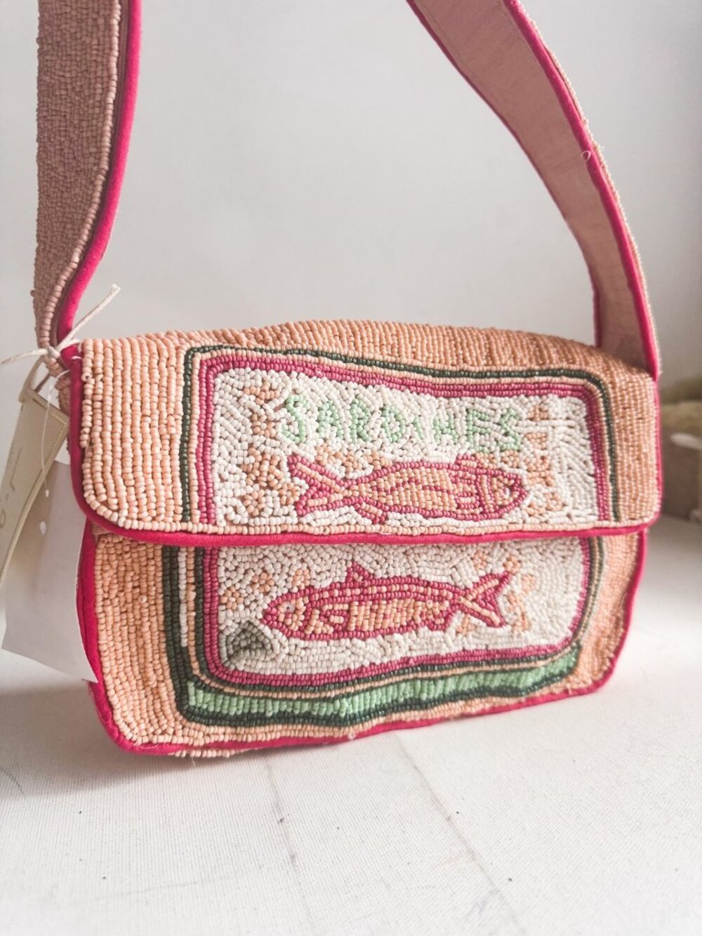 Sol and Mer Nude Pink Sardines Beaded Bag - Picture 3 of 8